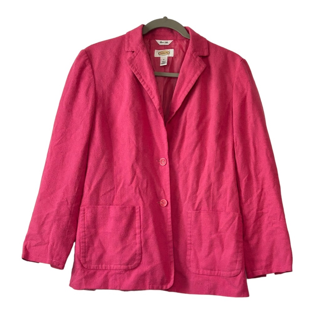 Talbots Two Button Pink Pure Silk Blazer Sz 6